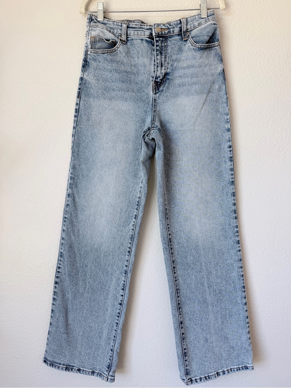 No Boundaries High Rise Wide Leg Jeans Light Wash Stretch Denim Size 4 S